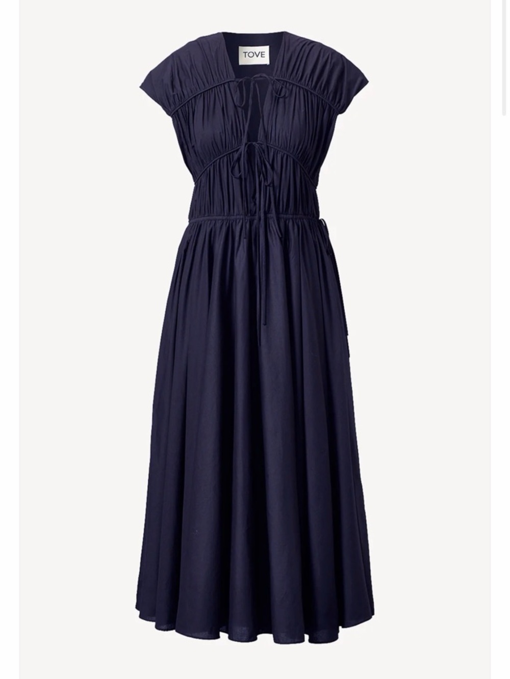 TOVE Ceres Organic Cotton Midi Dress Navy - size 34/2